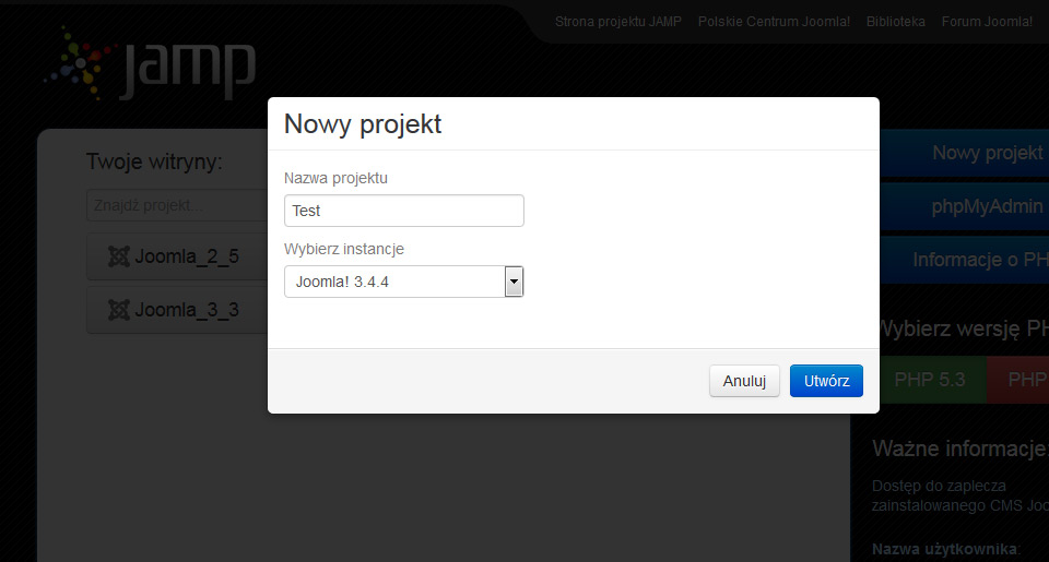 responsywne strony www Lublin na joomla - serwer lokalny na JAMP