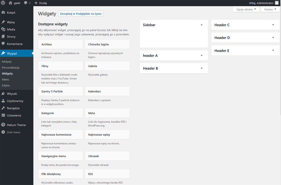 Gantry5, WordPress, layout